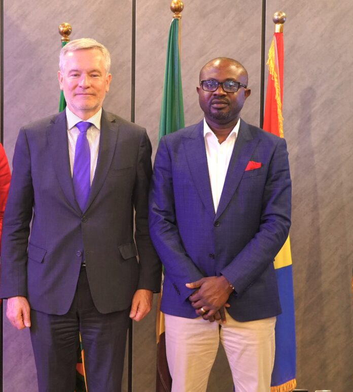 R-L: Minister of Interior, Dr. Olubunmi Tunji-Ojo and Head of the European Union Delegation to Nigeria & ECOWAS, Amb.Gautier Mignot during a courtesy visit to the Minister in his office. 