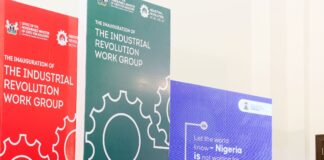 Honourable Minister of State for Industry, Senator John Owan Enoh, delivering his speech at the inauguration of the Industrial Revolution Work Group (IRWG) today, marking a significant milestone in Nigeria's industrial development. 