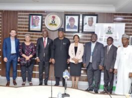 The Minister of Steel Development, Prince Shaiubu Abubakar Audu 4th from left, flanked on his immediate right by the Permanent Secretary Dr. Chris Osa Isokpunwu; 2nd right by the Australian High Commissioner to Nigeria, Leilani Bin-Juda; on the Minister's immediate left, is rep. of the Resident Representative of UNDP, Udumma Nwokike and on his 2nd left, Dr. Osuji Otu of UNIDO, during the strategic Partnership meeting of the Ministry with Development Partners and Donor Agencies held at the Ministry's Headquarters recently in Abuja.