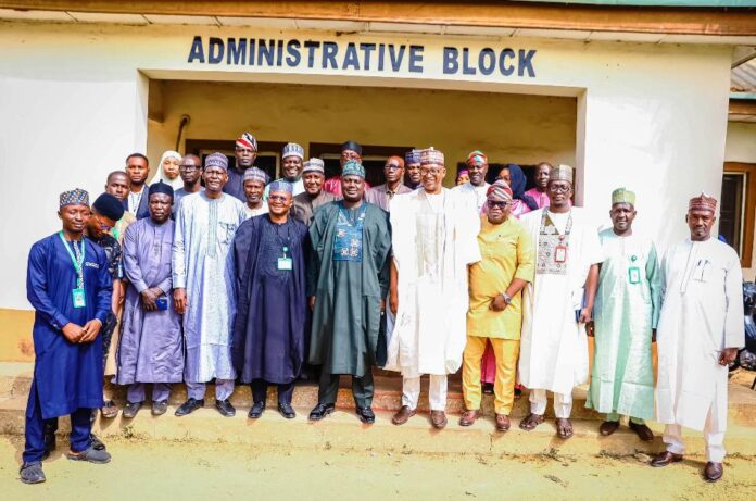 Fifth from the right-hand side, Minister of State for Agriculture and Food Security, Sen.Dr Aliyu Sabi Abdullahi, during the flag-off ceremony of the National Intensive training for Cooperative stakeholders in Kaduna State