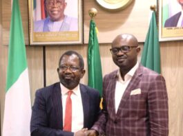 R-L: Minister of Interior, Dr. Olubunmi Tunji-Ojo and President, Citizens United for the Rehabilitation of Errants, Nigeria, Mr. Sylvester Uhaa