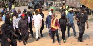 The Hon. Minister of Works Engr. Nweze David Umahi and some top management of the ministry inspect the ongoing Reconstruction of the Benin-Sapele-Warri Road section I- III in Delta state. Date: 18th February, 2025