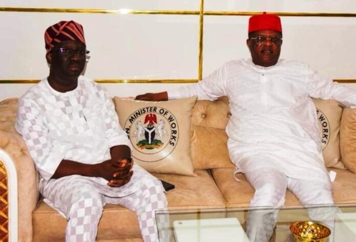 Honourable Minister of Works, His Excellency, Engr. (Sen.) David Umahi, CON, FNSE, FNATE and Edo State Governor, His Excellency, Sen. Monday Okpebholo