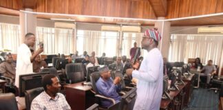 The Honourable Minister, Federal Ministry of Youth Development, Comrade Ayodele Olawande addressing participants at the 3-Day Workshop for Civil Servants on Digital Transformation, organised by UNESCO for the Ministry of Youth Development and Federal Ministry of Information and National Orientation.