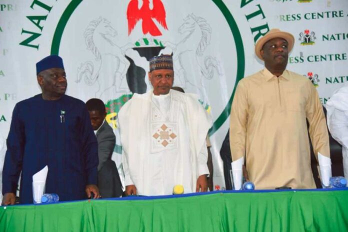 Ministerial Press Briefing Series L to R the Honourable Minster of Education Dr Maruf Tunji Alausa M Honourable Minster of Information and National Orientation Alhaji Idris Mohammed and their colleague in Aviation.