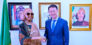 Chinese Ambassador to Nigeria H.E. Yu Dunhai on a courtesy Visit to the Minister of Art, Culture, Tourism and Creative Economy Barr. Hannatu Musa Musawa on Tuesday 11th March 2025.