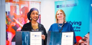 L-R Hon. Minister, Ministry of Art, Tourism And Creative Economy ( FMACTCE) Hannatu Musa Musawa Esq. And County Director of the British Council, Lucy Pearson after signing the MOU