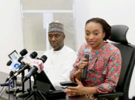 The Hon. Min. of Trade and Investment, FMITI, Dr. Jumoke Oduwole, and Perm. Sec. FMITI, Amb. Nura Abba Rimi, during the Inauguration of the AFCFTA Central Coordination Committee , in Abuja.