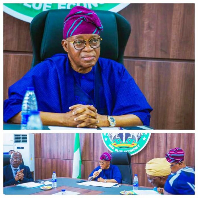 The Honourable Minister, Marine, and Blue Economy, Adegboyega Oyetola, CON at the inauguration.