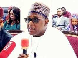Coordinating Minister for Health & Social Welfare Prof. Muhammad Ali Pate & Chairman Ministerial Oversight Committee MOC on BHCPF; addressing members during the 10th MOC meeting, held @ the Reiz Continental Hotel Abuja.