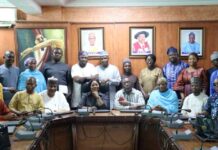 Sitting: 3rd left: Mrs Monica Igwe, Representative of the ES; flanked on the left is Mr. Emeka Nze, the facilitator and on her right, is Abdul-Razaq Bakari of Micro Access Ltd. 1st left, Mr. Festus Boman, Director, ICT, 3rd Right, Hajiya Isah Adama, Deputy Director, Operations; 2nd Right, Mr. Ibrahim Anas, AD, Technical followed by Mr. Blessing Akanwa, AD, Administration, and some of the participants at the just concluded digital training.