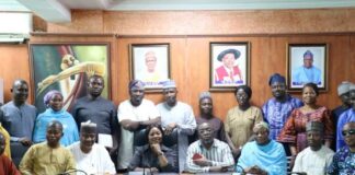 Sitting: 3rd left: Mrs Monica Igwe, Representative of the ES; flanked on the left is Mr. Emeka Nze, the facilitator and on her right, is Abdul-Razaq Bakari of Micro Access Ltd. 1st left, Mr. Festus Boman, Director, ICT, 3rd Right, Hajiya Isah Adama, Deputy Director, Operations; 2nd Right, Mr. Ibrahim Anas, AD, Technical followed by Mr. Blessing Akanwa, AD, Administration, and some of the participants at the just concluded digital training.