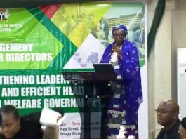 Permanent Secretary Daju Kachollom mni, addressing Directors' during the 2025 Retreat for Directors in the Federal Ministry of Health Social & Welfare, held @ the Carlton Swiss Hotel Enugu, Enugu State.