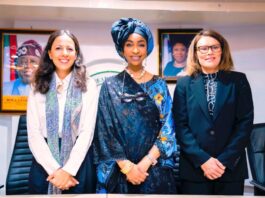 L–R: Programme Officer, UN Tourism, Zineb Zimmal; Honourable Minister of Art, Culture, Tourism the and the Creative Economy, Barr. Hannatu Musa Musawa; and Director, UN Tourism Regional Department for Africa, Ms. Elcia Grandcourt, during a courtesy visit to the Ministry ahead of Nigeria’s preparations to host the 68th UN Tourism Commission for Africa (CAF) Meeting in Abuja.