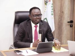 The Honourable Minister, Comrade Ayodele Olawande during the inauguration of the Inter-Ministerial Committee for 2025 Youth Entrepreneurial & Innovation Boot Camp.