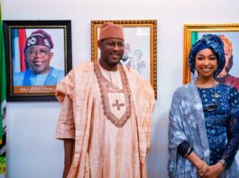 The Honourable Minister of Art, Culture, Tourism and the Creative Economy, Barr. Hannatu Musa Musawa receives her state Governor, the Executive Governor of Katsina State, H.E. Dikko Umaru Radda, Ph.D, during a courtesy visit to her office on Tuesday, April 22, 2024.