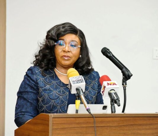 Head of the Civil of the Federation, Mrs.Didi Esther Walson-Jack, OON, mni, delivering her keynote Address at the Induction Programme for newly appointed Permanent Secretaries and Accountant-General of the Federation (appointed between May 2024 and February 2025), held on 23rd April, 2025 in Abuja.