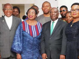 Federal Federal Ministry of Art, Culture, Tourism and Creative Economy LtoR, Bar. Orji. Nelson, Akudo Nwosu Ugochi. N. (Mrs), Mr. Obi Ezeilo rtd, Director at NCC, Legal practitioner Mr. Mike Akpan, rtd. Director in Copyright Commission, Legal practitioner and DD, GS, Mrs Chukwu Anthonia Uju.