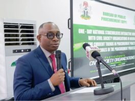Director-General, BPP, Dr. Adebowale A. Adedoku, MCIPS, ACFE delivering his welcome address at One-Day National Stakeholders Consultation Workshop with the Civil Society Organisation (CSO) in Abuja