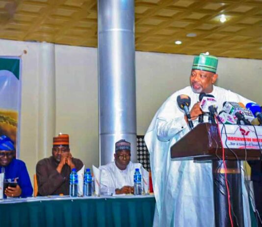 The Minister of Agriculture for Food Security, Sen Abubakar Kyari, during the inauguration