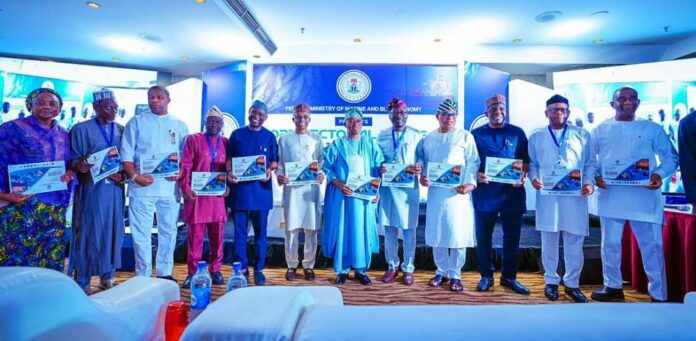 2025 Performance Bonds The Honourable Minister of Marine and Blue Economy, His Excellency Adegboyega Oyetola CON (6th from right); Permanent Secretary of the Federal Ministry of Marine and Blue Economy, Mr. Olufemi Oloruntola (5th from right) and heads of agencies under the Federal Ministry of Marine and Blue Economy at the signing of the 2025 Performance Bonds by the heads of government agencies under the Ministry in Abuja on Wednesday.