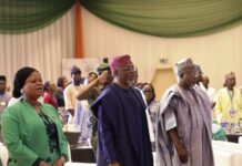 L to R: SSAP-SDGs, Princess Adejoke Orelope-Adefulire. Chief of Staff to the President. Rt. Hon. Femi Gbajabiamila and Hon. Minister of State, Humanitarian Affairs and Poverty Reduction, Dr. Yusuf Tanko sumunu