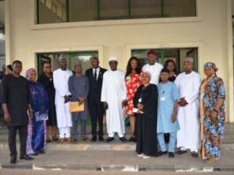 From 6th left: Mr Olusegun Adigun, Hon. Ismail Muhammed Agaka, Mrs Udodirim Okwongu, and the newly inaugurated members of the ACTU