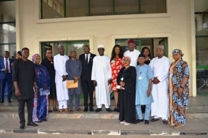 ACTU Members From 6th left: Mr Olusegun Adigun, Hon. Ismail Muhammed Agaka, Mrs Udodirim Okwongu, and the newly inaugurated members of the ACTU