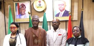 L-R: Cynthia Mbamalu, Director of Programs, YIAGA Africa; Sen. Abdulaziz Musa Yar'Adua; Dr. Olubunmi Tunji-Ojo, Minister of Interior and Dr. Magdalene Ajani, Permanent Secretary, Ministry of Interior