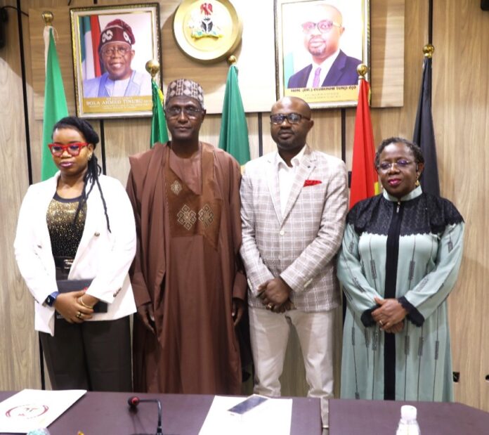 Advocacy Visit on Early Voting Bill L-R: Cynthia Mbamalu, Director of Programs, YIAGA Africa; Sen. Abdulaziz Musa Yar'Adua; Dr. Olubunmi Tunji-Ojo, Minister of Interior and Dr. Magdalene Ajani, Permanent Secretary, Ministry of Interior