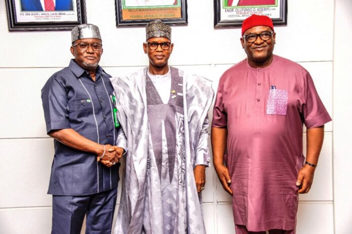 Benin–Sapele Road From R-L: A Group Photography after meeting with the Permanent Secretary, Engr. Olufunsho O. Adebiyi who is ably represented by Engr. Bede Uchechukwu Obioha, the Honourable Minister of State Works, Bello M. Goronyo, the CEO managing Director of Benin-Owena River Basin Development Authority (Federal Ministry of Water Resources and Sanitation) to day in Abuja 15th May, 2025