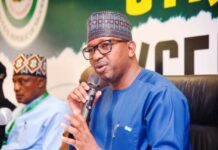 Chairman, National Sports Commission, Mallam Shehu Dikko declaring open the 2-day capacity workshop for Sports officers/professionals of the NSC at the media centre, MKO Abiola National Stadium Abuja recently