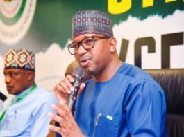 Chairman, National Sports Commission, Mallam Shehu Dikko declaring open the 2-day capacity workshop for Sports officers/professionals of the NSC at the media centre, MKO Abiola National Stadium Abuja recently