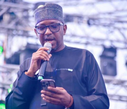 Chairman, National Sports Commission, Mallam Shehu Dikko, delivering his speech during the closing ceremony of National Sports Festival, GatewayGames2024 at the MKO Abiola Stadium, Abeokuta on Thursday, 29th May, 2025