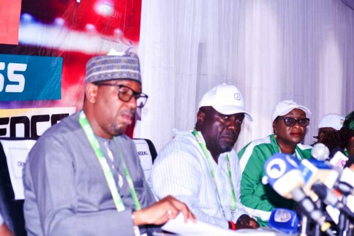 Dikko Applauds Ogun Hosting From L-R; Chairman, National Sports Commission, Mallam Shehu Dikko, Director-General National Sports Commission, Hon. Bukola Olopade and the Director, Media and Publicity Unit of NSC, Dr. Kehinde Ajayi during a world press conference by the leadership of NSC today, on the ongoing National Sports Festival, Ogun 2024, at the LOC secretariat, Abeokuta, Ogun state