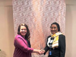 R-L Dr Doris Uzoka-Anite, CFA, Nigeria’s Honourable Minister of State for Finance with Stine Renate Haheim, Norway’s Deputy Minister of International Development shortly after the bilateral talks in New York, USA
