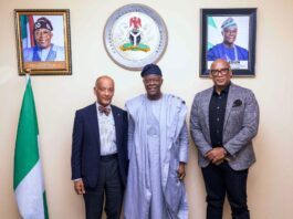 FROM LEFT TO RIGHT 1. Sir. Ken Olisa- Chairman Interswitch 2. Wale Edun- Honourable Minister of Finance and Coordinating Minister of the Economy. 3. Micheal Elegbe -GMD/Founder Interswitch