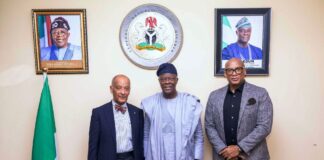 FROM LEFT TO RIGHT 1. Sir. Ken Olisa- Chairman Interswitch 2. Wale Edun- Honourable Minister of Finance and Coordinating Minister of the Economy. 3. Micheal Elegbe -GMD/Founder Interswitch