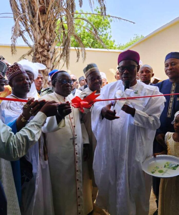 Federal Neuropsychiatric Hospital Kware The Honourable Minister of State for Health Social & Welfare Dr. Iziaq Adekunle Salako commissioning the Molecular Laboratory facility at the Hospital. Supported by Dr. Salaudeen Jimoh mni Director Hospital Services Department FMoH SW (Middle) and, Bishop of Diocese of Sokoto, Dr. Mathew Hassan Kukah.