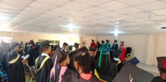 Officials and a Cross Section of the Inductees During the Ceremony T the Conference Hall Federal Secretariat Complex Asaba Delta State.