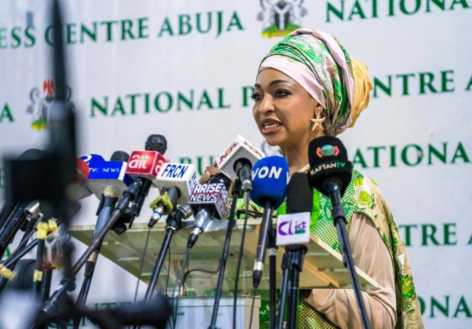 The Honourable Minister of Art Culture and Creative Economy, Hanatu Musawa delivering her Scorecard during the the Ministerial Press Briefing