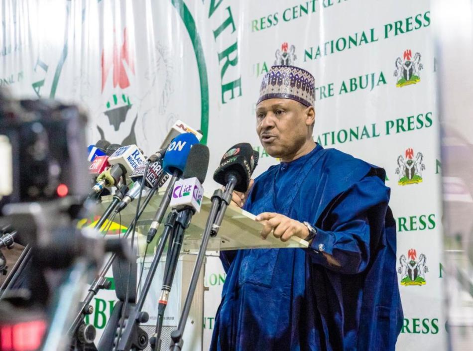 The Honourable Minister of Information & National Orientation, Mohammed Idris making his opening remarks at the 8th Edition of the 2025 Ministerial Briefing at the Press center RadioHouse Abuja.
