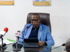 The Honourable Minister of State for Health & Social Welfare Dr. Iziaq Adekunle Salako addressing members of the Ministerial Committee for the development of phytomedicine value chain and officially announcing it's inauguration.