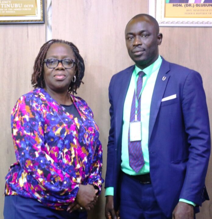 L-R: Dr. Magdalene Ajani, Permanent Secretary, Ministry of Interior and Mr Raphael Towoju, Chairman, NUJ Fed Information Chapel