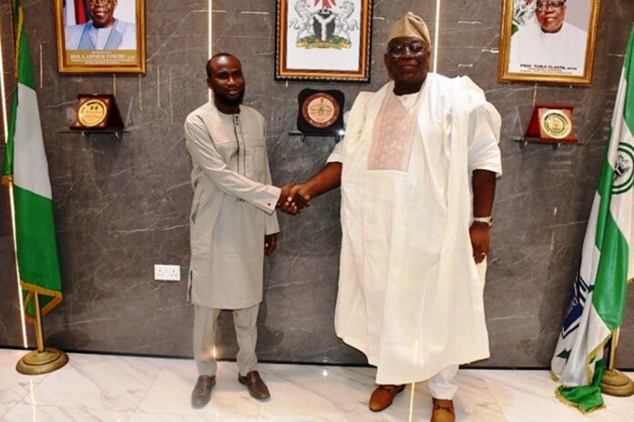 Jallow’s courtesy visit to the Commission Hon. Chairman FCSC, Prof. Tunji Olaopa (R) with the Gambia Ministry of Public Service (GMPS)-Permanent Secretary, Mr. Sheriff Jallow; during Jallow’s courtesy visit to the Commission.