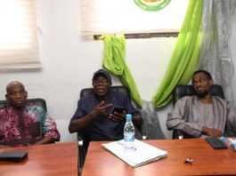 L-R, The Acting Director of Human Resources, Mr. Oseni Abiodun and other officials supervising the Promotion Examination at the Conference Room of the Office of the Surveyor General of the Federation in Abuja on Wednesday, 21st May, 2025.