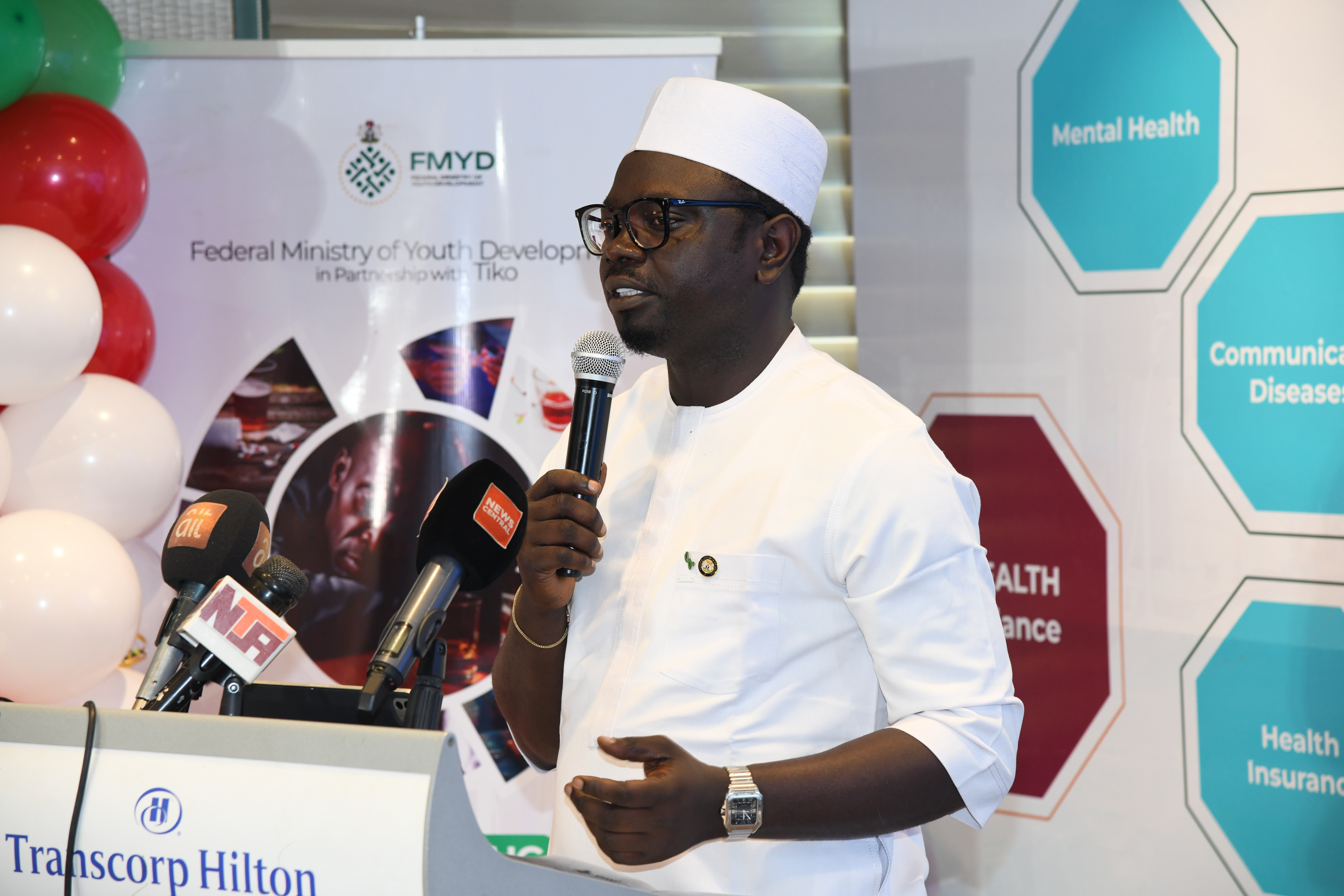 Pix 2 YO Health Hon. Minister of Youth Development, Comrade Ayodele Olawande presenting speech at the launch of YO! HEALTH Initiative in Abuja today.