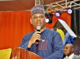 The Honourable Minister of Steel Development, Prince Shuaibu Abubakar Audu delivering his speech during the closing Ceremony of the Bootcamp Training and Empowerment for Nigerian Youths held on Friday 23rd May 2025 in Onitsha Anambra State.