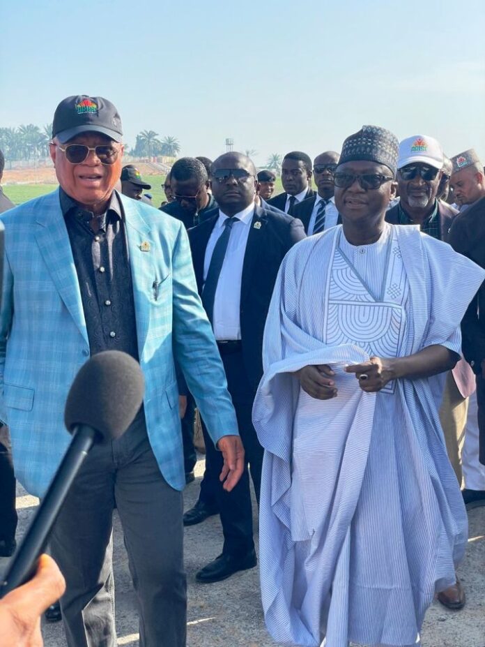 RMAFC Chairman R - L : RMAFC Chairman, Dr Muhammed Bello Shehu OFR and H.E Gov. Umoh Bassey Eno during the inspection of the Arise Resort in Uyo Akwa Ibom State