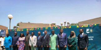 26th Ordinary Session of The ECOWAS Assembly of Health Ministers @ Praia, Cape Verde. Dr. Iziaq Adekunle Salako Honourable Minister of State for Health & Social Welfare with Cap, surrounded by Health Ministers from other West African countries.